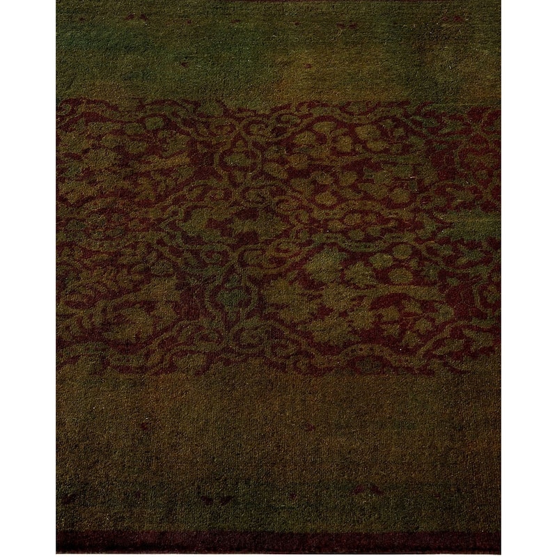 Overton Hand Knotted Wool Vintage Inspired Modern Contemporary Overdyed Brown Runner Rug - 2' 7" x 11' 10"
