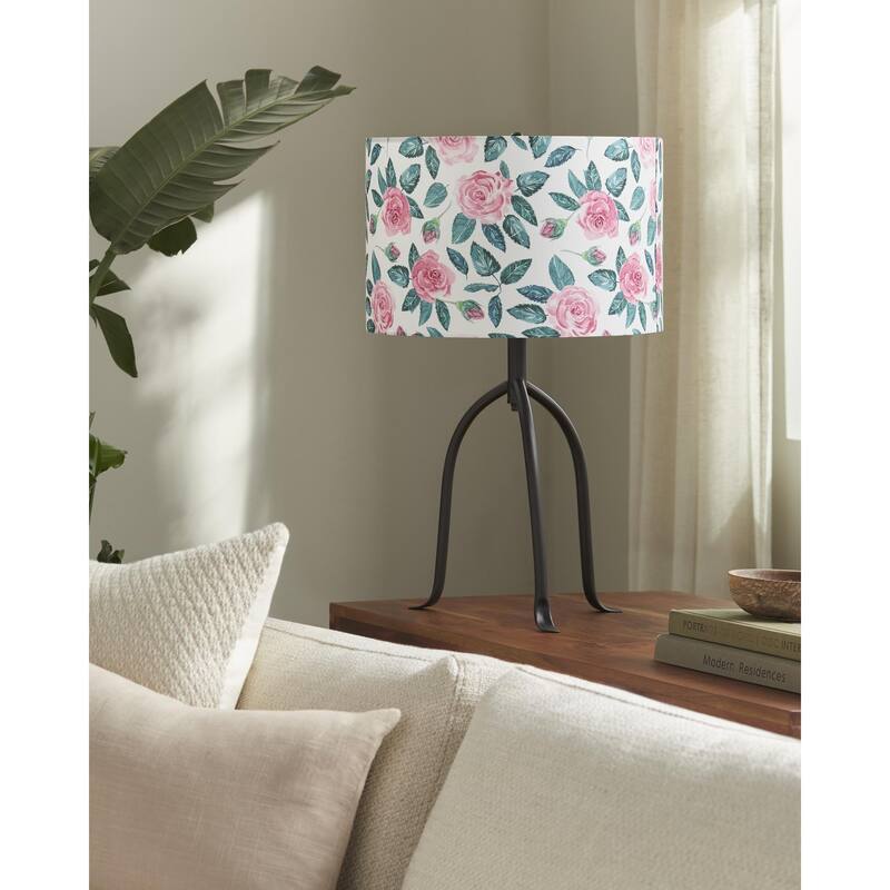 Livabliss Floriva Traditional Accent Table Lamp - 25"H x 15"W x 15"D - Green/Pink