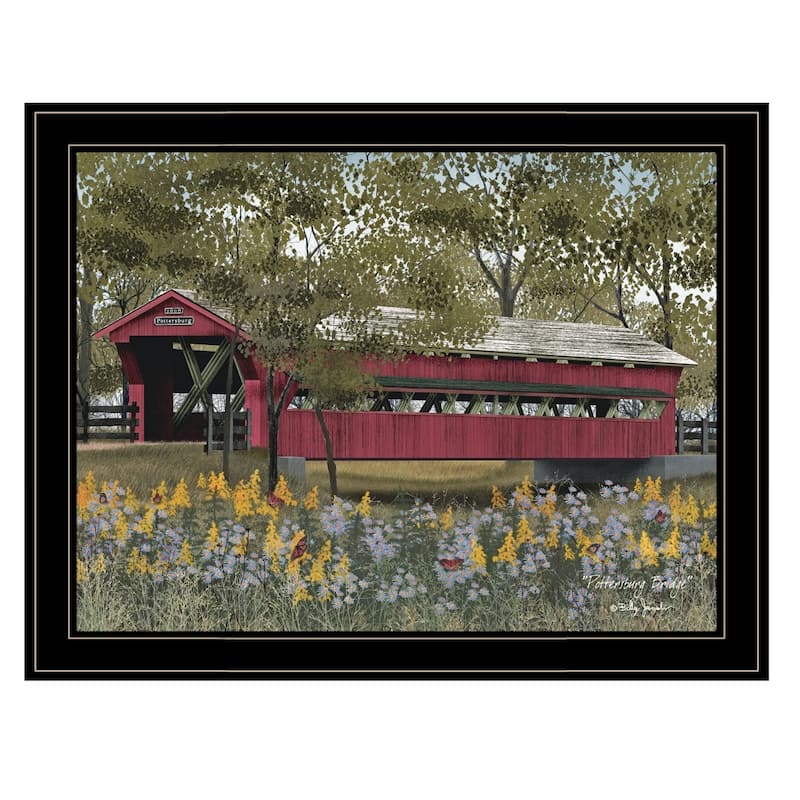 TrendyDecor4U Farmhouse "Pottersburg Bridge" Framed Print Wall Art by Billy Jacobs