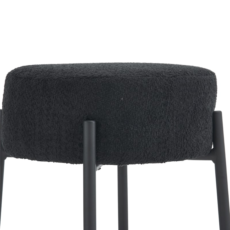 Set of 2 Contemporary Round Upholstered Dining Stools, Bar Stools
