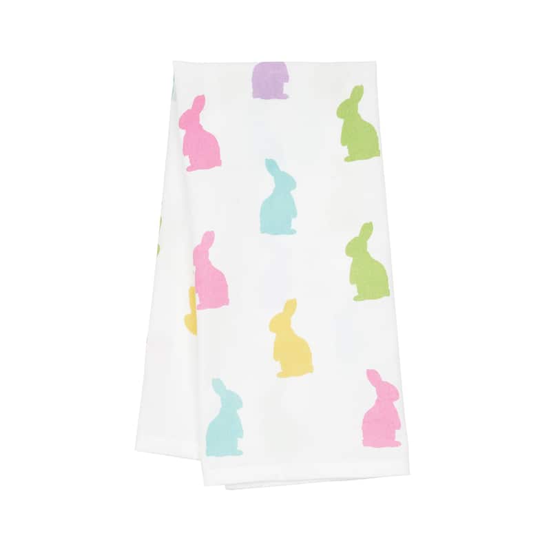 Easter Bunny Rabbit Hop Silhouettes 100% Cotton Flour Sack Printed Kitchen Dishtowel