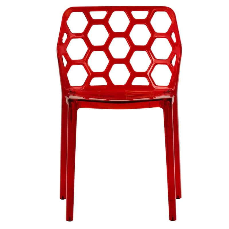 Dynamic Modern Transparent Honeycomb Cut Out Lucite Stackable Dining Chair for Home Dining Rooms Patio Commercial Event Seating