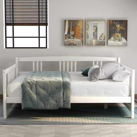 Classic and Vintage Looking Multifunctional Wood Daybed Full Size Daybed with Support Legs, Easy Assembly