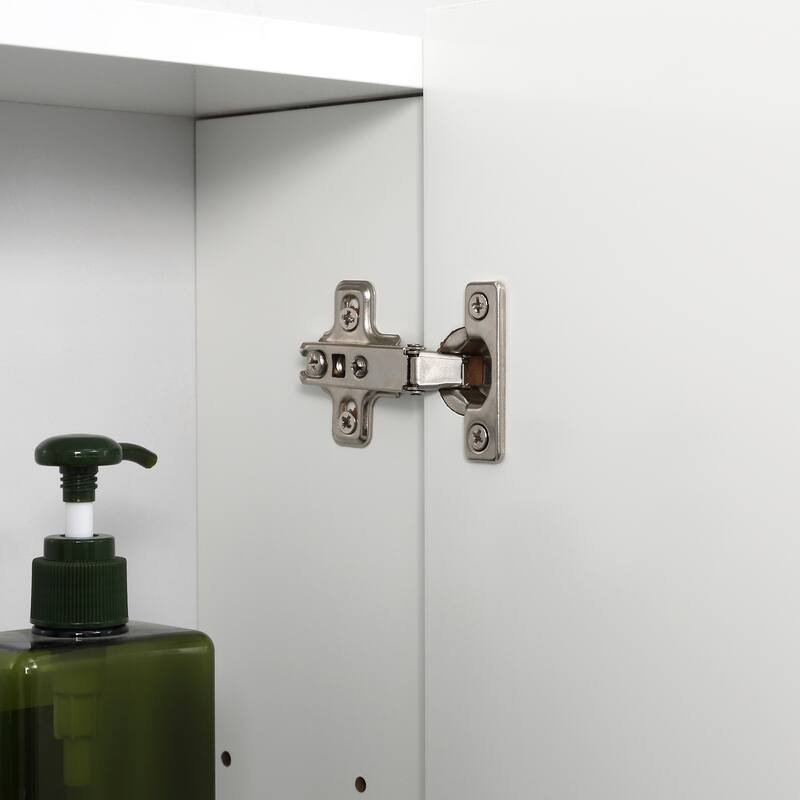 kleankin White Bathroom Medicine Cabinet with Mirror, Wall Mounted Bathroom Mirror Cabinet with 3 Doors, Adjustable Shelves