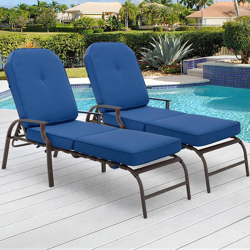 AECOJOY adjustable Outdoor Chaise Patio Lounge Chair (Set of 2) Bed