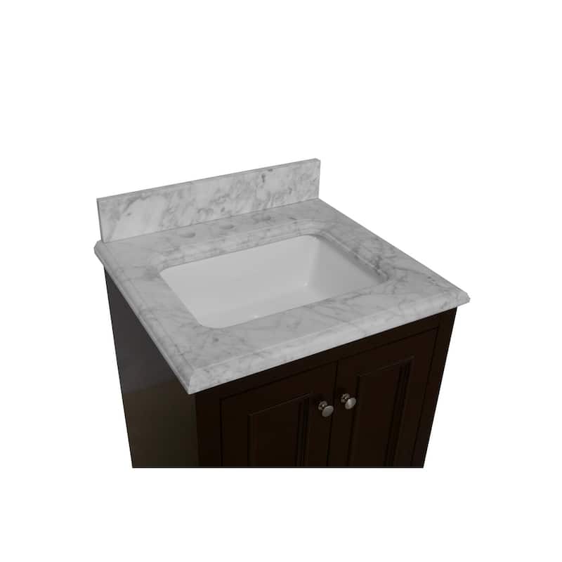 KitchenBathCollection Nantucket 24" Bathroom Vanity with Carrara Marble Top