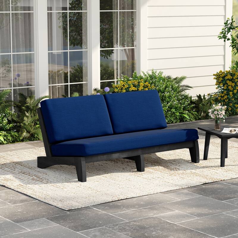 3 Seat Wood 64" W Outdoor Patio Sofa with Cushion