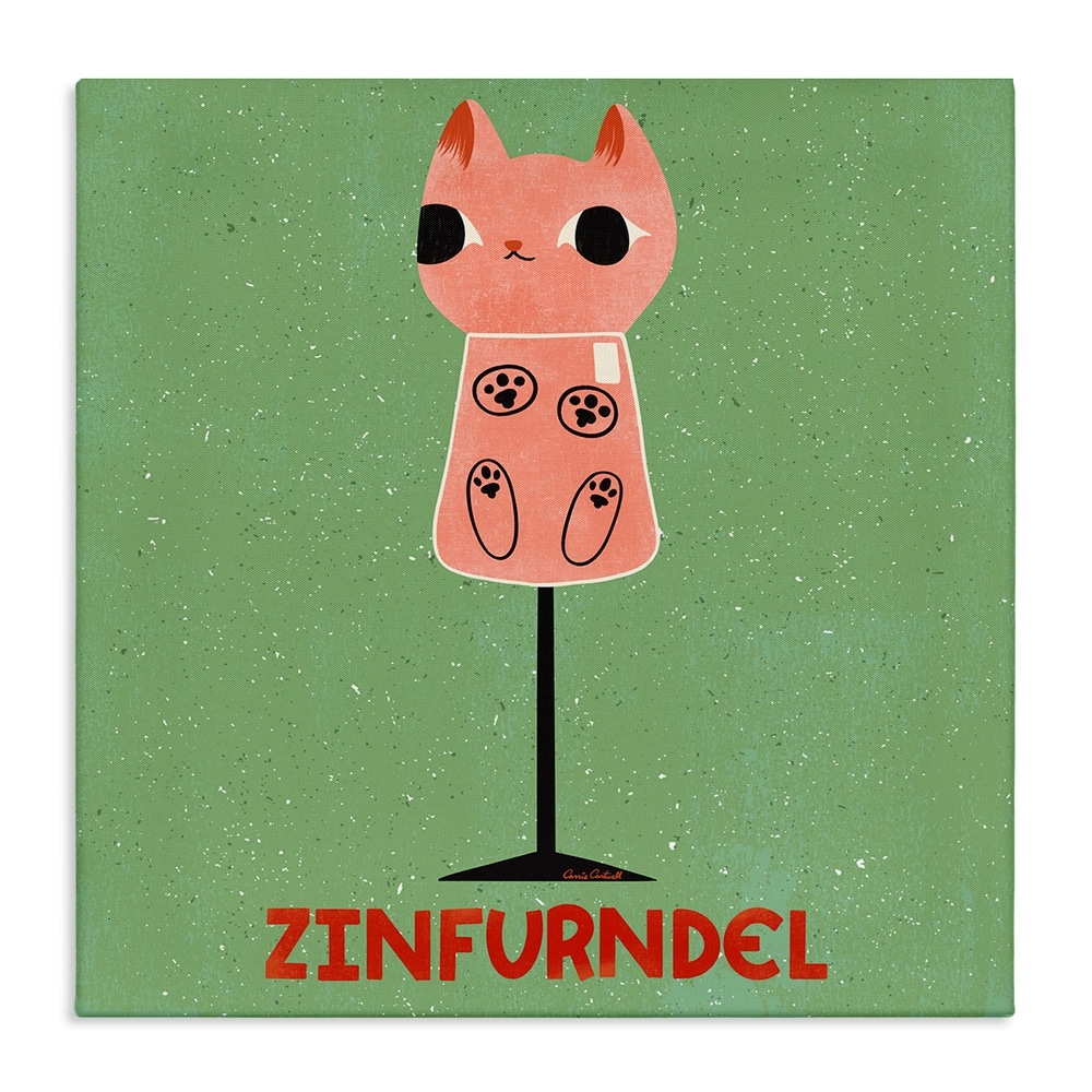 Stupell Zinfurndel Feline Wine Canvas Wall Art Design By Carrie Cantwell