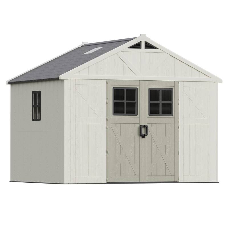 Patiowell 10 X 8 FT&10 X10 FT &10 X12 FT 10 X14 FT Resin Outdoor Storage Shed With Floor ,Weather Resistant Shed for Garden