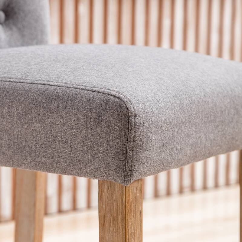 25 Inches Farmhouse Counter Height Bar Stools Button Tufted Island Chairs with Washed Legs Set of 2