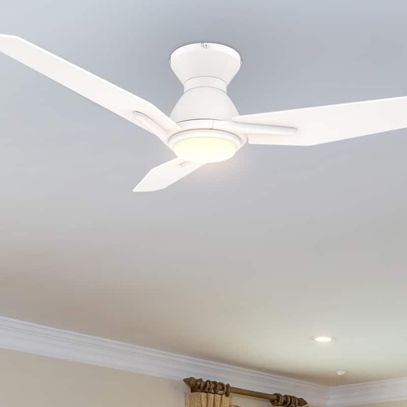 CARRO Jaiden 48" 3-Blade Smart Ceiling Fan with LED Light and Remote-Flush Mount - White