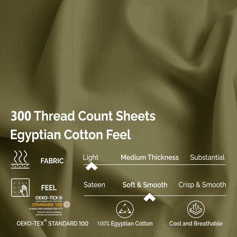Egyptian Cotton 300 Thread Count Solid Bed Sheet Set by Superior