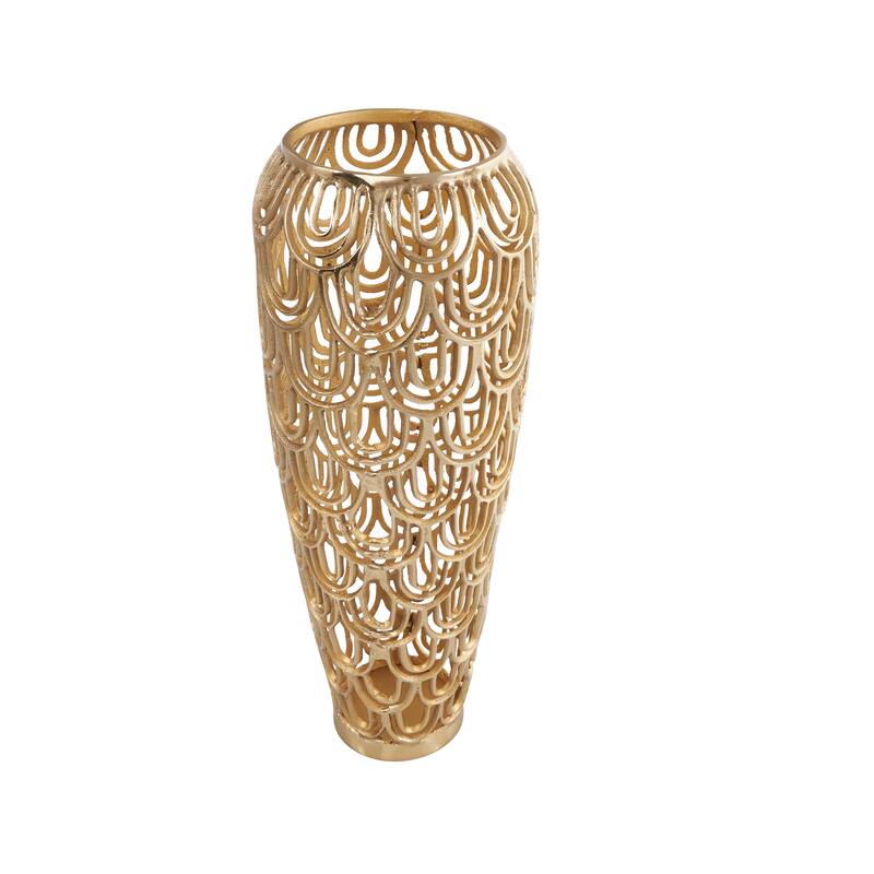 Gold Aluminum Metal Art Deco Inspired Arched Geometric Vase