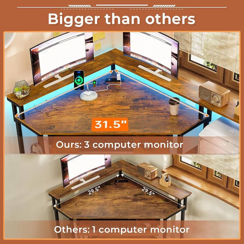 Triangle Corner Desk Small Computer Desk Storage Shelves