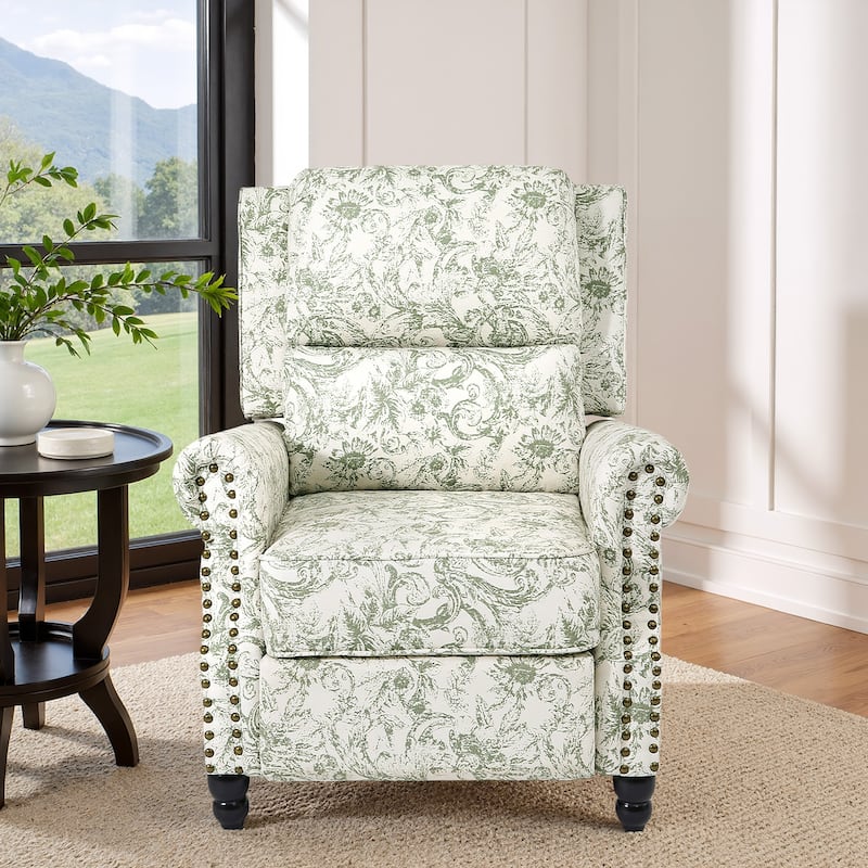 Nail-head Padded Seat Pushback Recliner Chair
