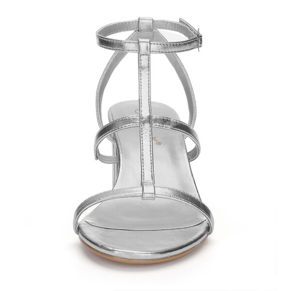 mid block heel silver sandals