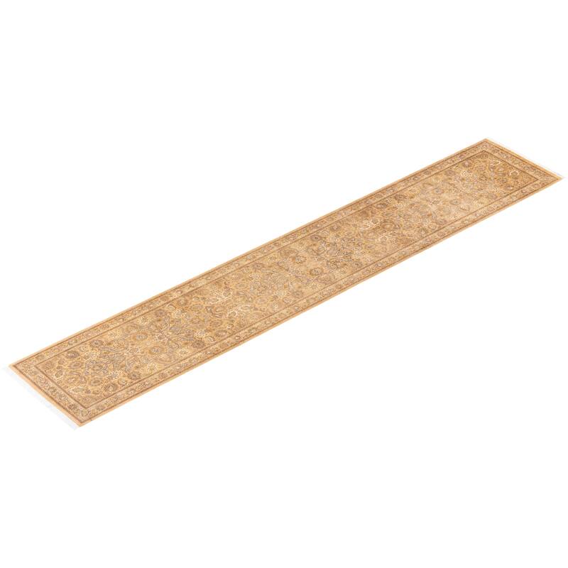 Overton Handknotted Wool Traditional Oriental Yellow Runner