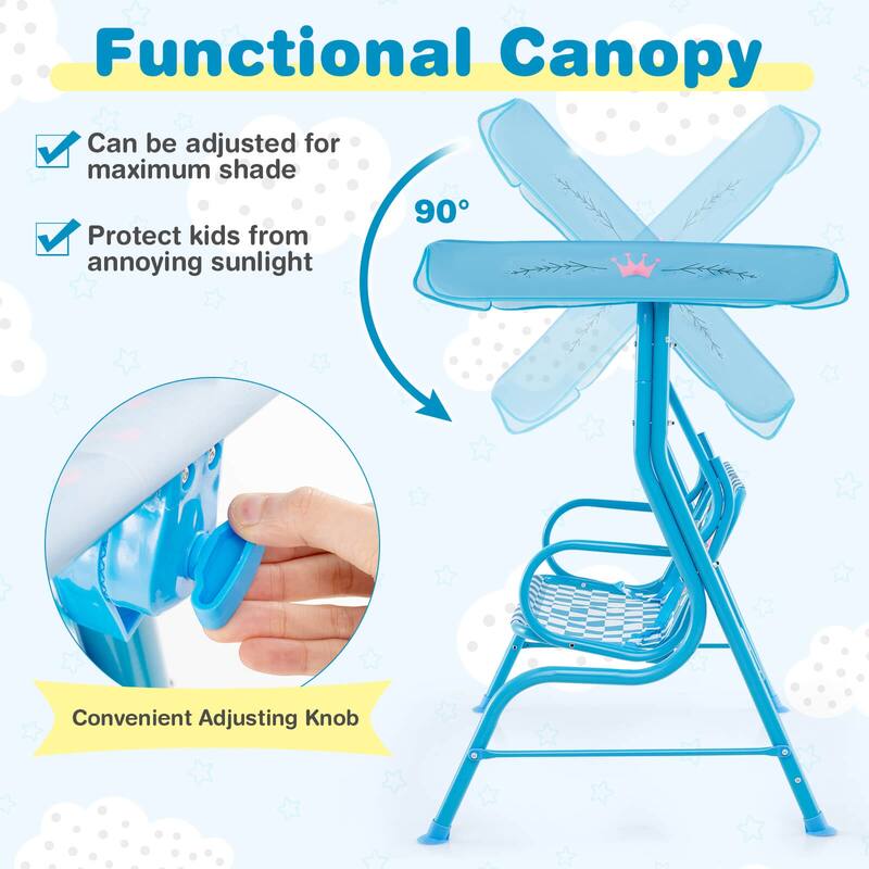 Costway 2-Seater Toddler Porch Swing Chair with Metal Stand Adjustable - See Details