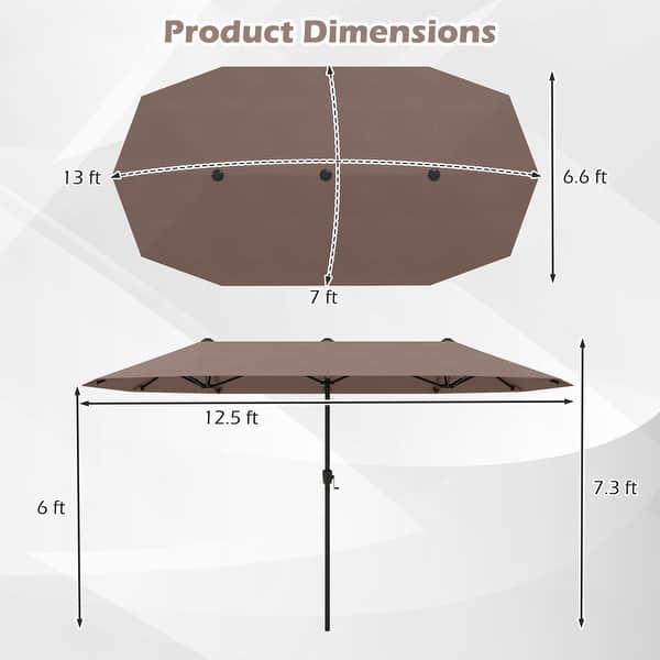 dimension image slide 3 of 6, Gymax 13 FT Double-sided Patio Umbrella Outdoor Large Twin Size