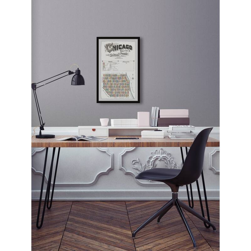 'Chicago Block Map' Framed Painting Print