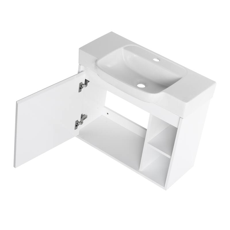 Beingnext 24"/28" Bathroom Vanity with Sink, Floating Bathroom Vanity with Soft Close Door and Shelf