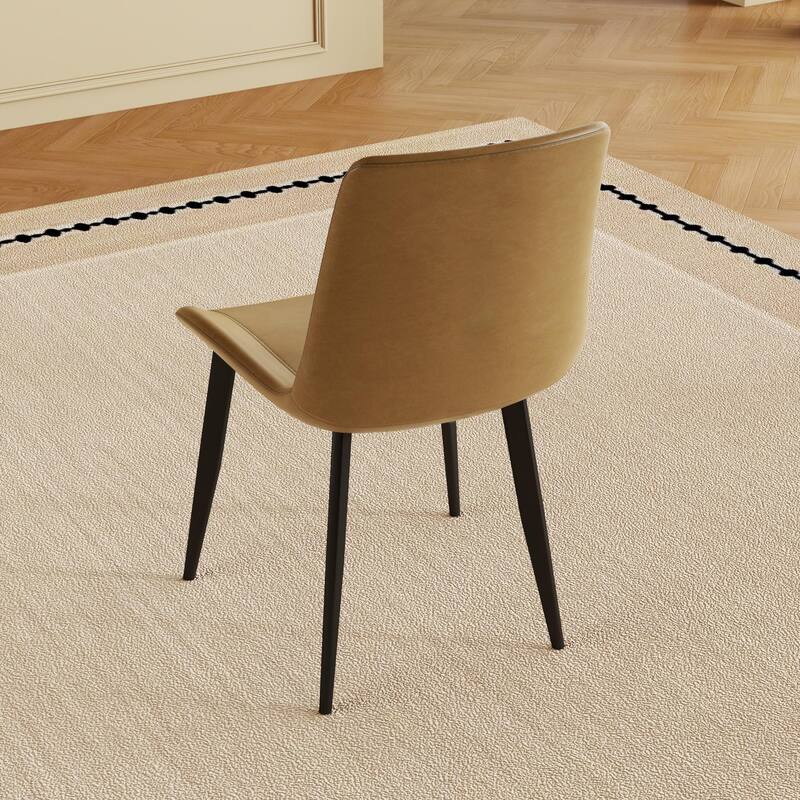 Modern Dining Chairs, PU Leather Dining Chairs with Carbon Steel Legs for Home, Restaurant, Conference Room, Brown(Set of 4)