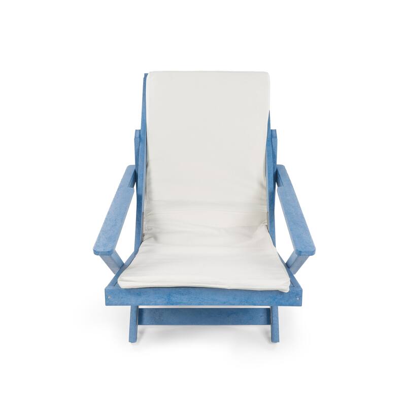 Aspen Fully Assembled All-Weather HDPE Outdoor Folding Lounge Chair with Removable Cushion