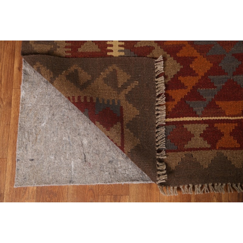 Tribal Geometric Kilim Oriental Area Rug Hand-woven Wool Carpet - 5'0" x 6'6"