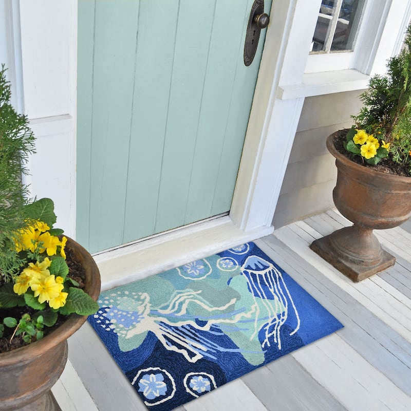 Liora Manne Capri Jelly Fish Indoor/Outdoor Rug Ocean - 2' x 3'