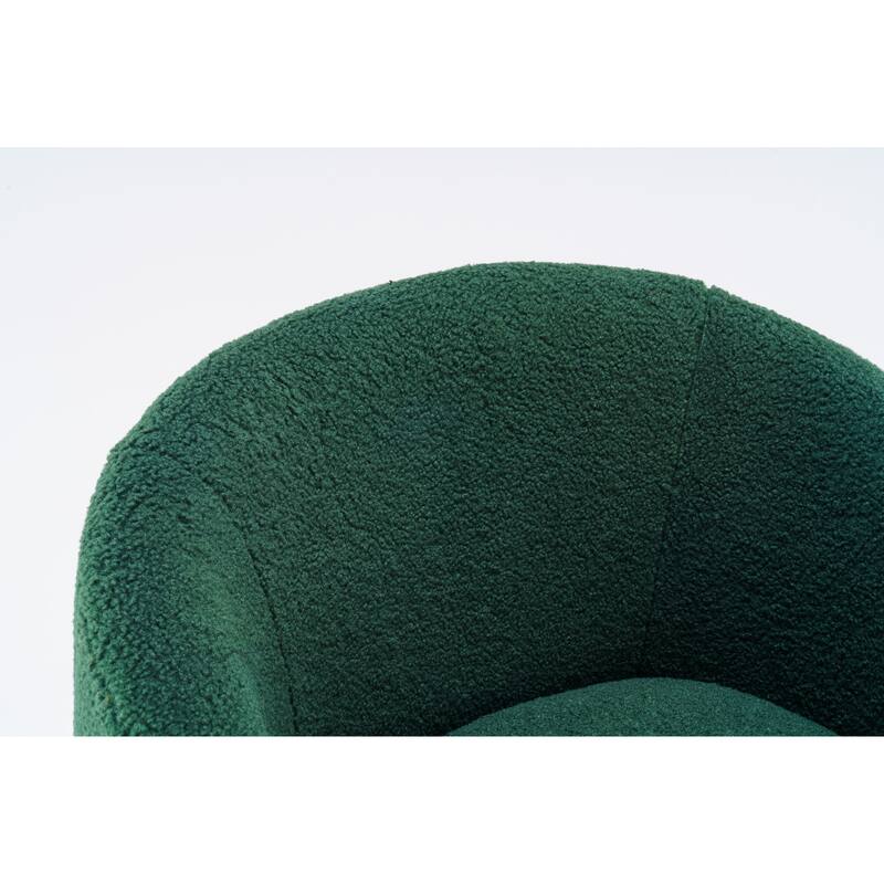Swivel Accent Armchair Teddy Fabric Upholstered Barrel Chair with Black Point Round Swivel Metal Base