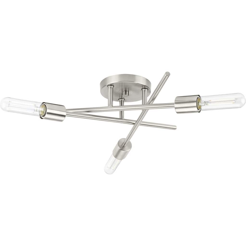Astra Collection 3-Light 18 in. Brushed Nickel Modern Semi-Flush Mount Light - Medium