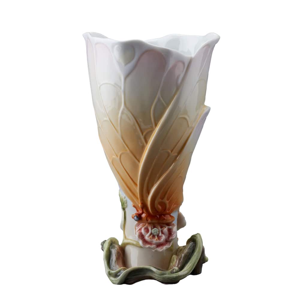 Charis 10.63" height Butterfly Wing Vase bronze Fine Porcelain