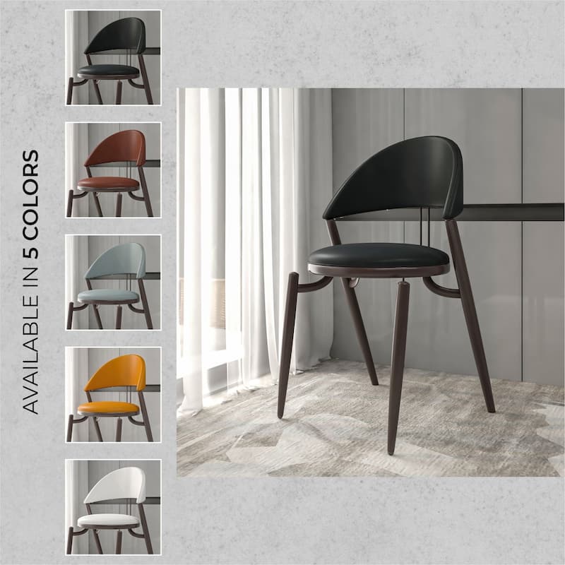 Venice Upholstered Leather Dining Chair (Set of 4) Open Back Accent Side Chair with Iron Legs