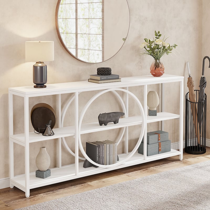 70.9 Inches Extra Long Sofa Tables, Wood Console Table with 3 Tiers Shelves - 11.75" * 70.9"