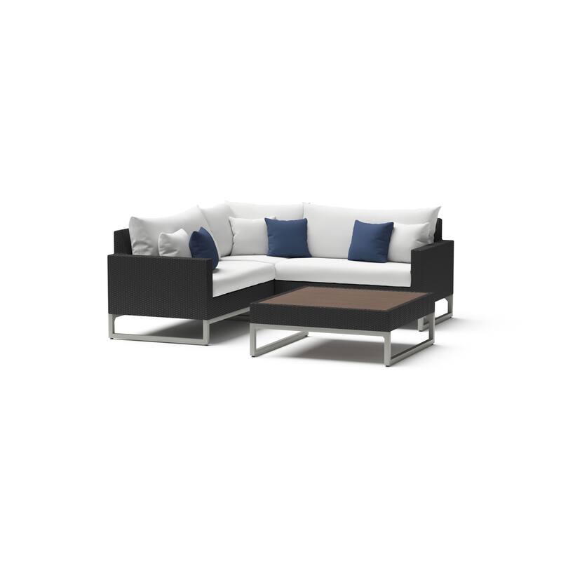 Milo Espresso 4 Piece Sunbrella Outdoor Patio Sectional with Table