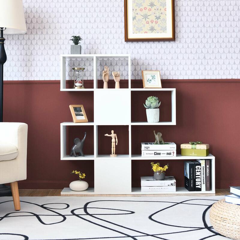 Gymax 5-Tier Bookshelf Corner Ladder Bookcase Display Storage Rack - See Details