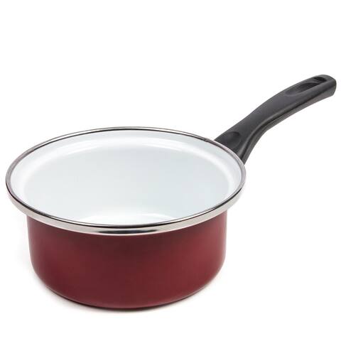STP Goods Burgundy Enamel on Steel 33.8 fl oz Saucepan
