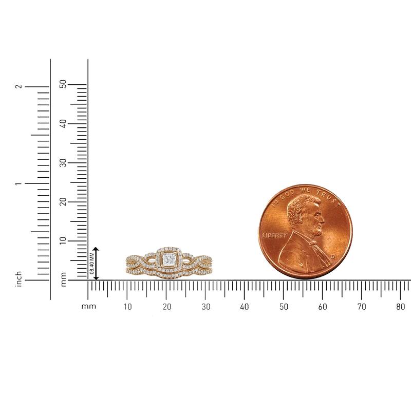 3/8ct TDW Diamond Twisted Halo Bridal Set in 10K Gold for Women