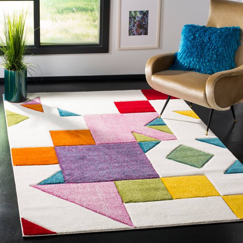 SAFAVIEH Hollywood Ilva Mid-Century Modern Abstract Rug - 2'3" x 4' - Ivory/Rose