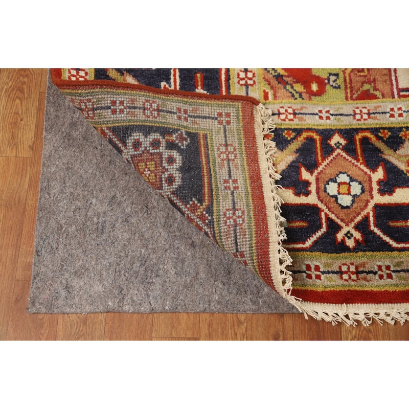 Hand Knotted Oriental 100% Wool Carpet Traditional Medallion Oranges & Rust Heriz (serapi) Area Rug - 11' 10'' X 8' 11''