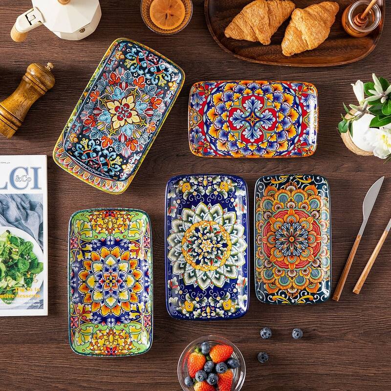 vancasso SIMI 6-Piece Bohemian Style Porcelain Sushi Plates Set