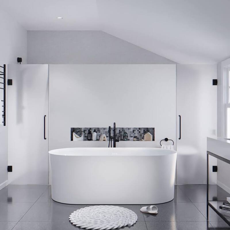 Jericho Series 67" Air Jetted Acrylic Freestanding Bathtub in Glossy White with Center Drain