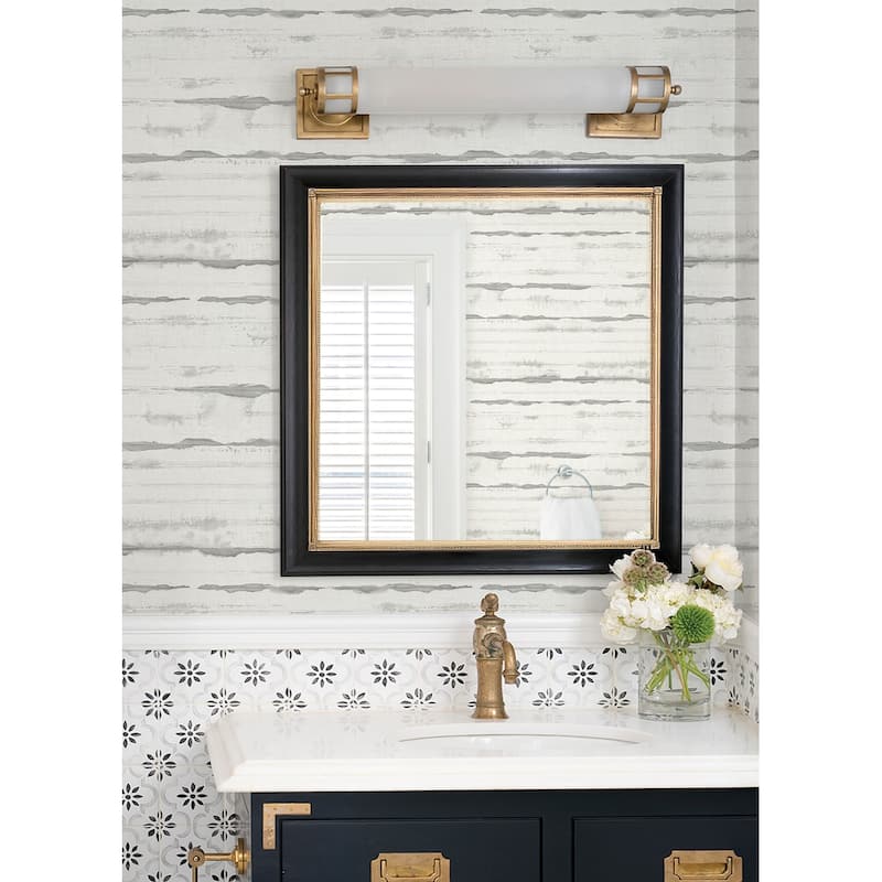 A-Street Prints Destin Grey Stripe Wallpaper