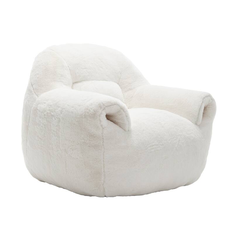 Comfy Bean Bag Chair for Adults, Faux Fur Stuffed Floor Sofa, Floor Lounger Chair with Ergonomic Back for Bedroom, Apartment