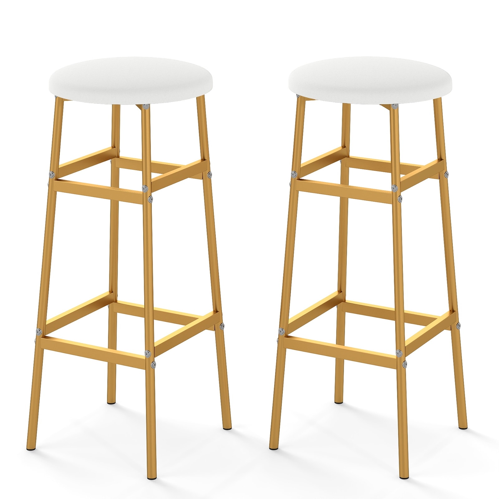 Gymax Bar Stools Set of 2 w/ Sturdy Metal Frame and Footrest for