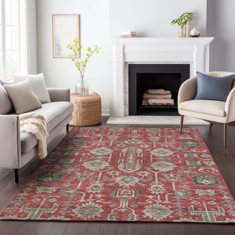 Premium Washable Super Soft Traditional Global Mayfield Rug - Red - 3' x 5' - Rectangle