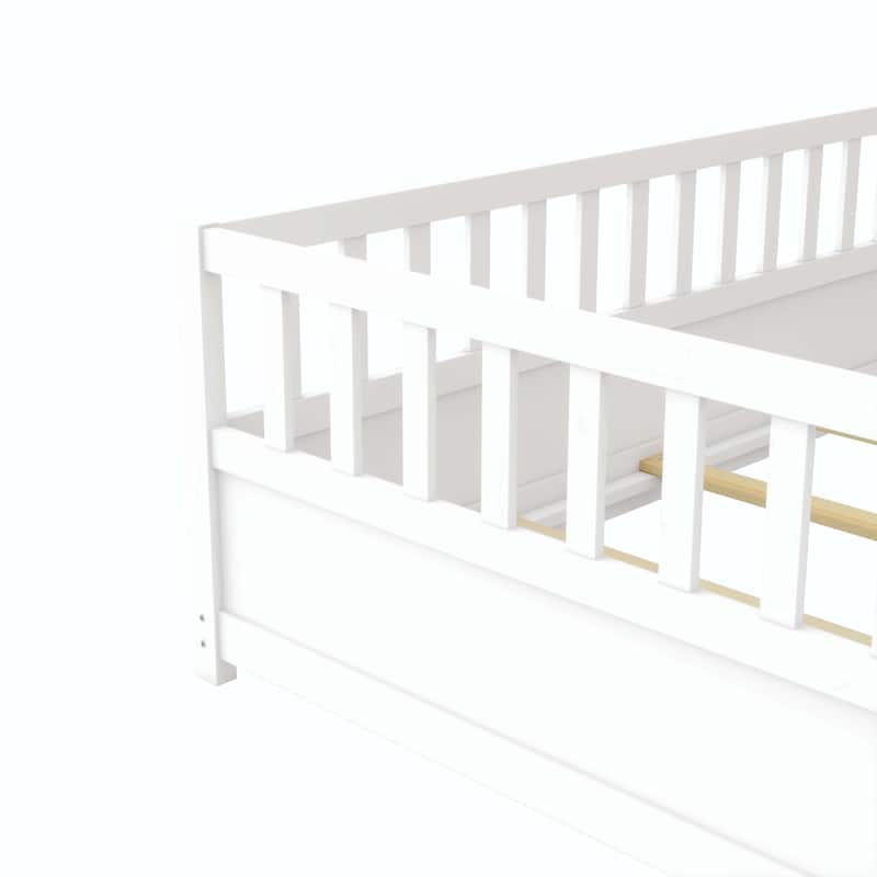 Twin Size Floor bed with super high security barrier For children