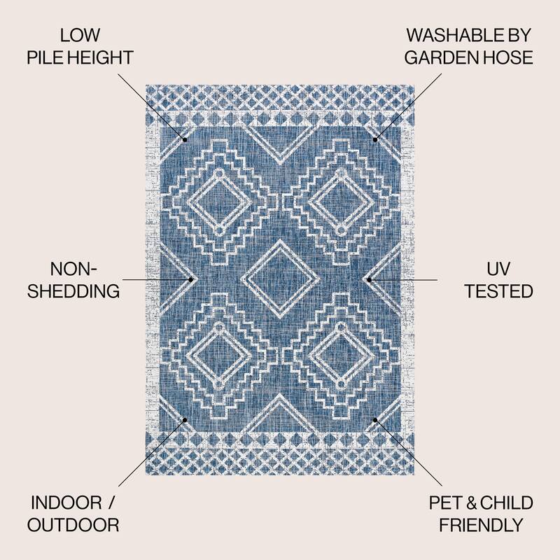 JONATHAN Y Carwa Diamond Tribal Medallion Indoor/Outdoor Area Rug