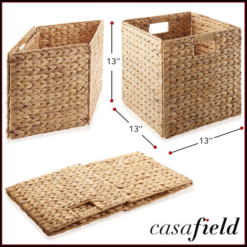 13 x 13in Water Hyacinth Storage Baskets Set of 2