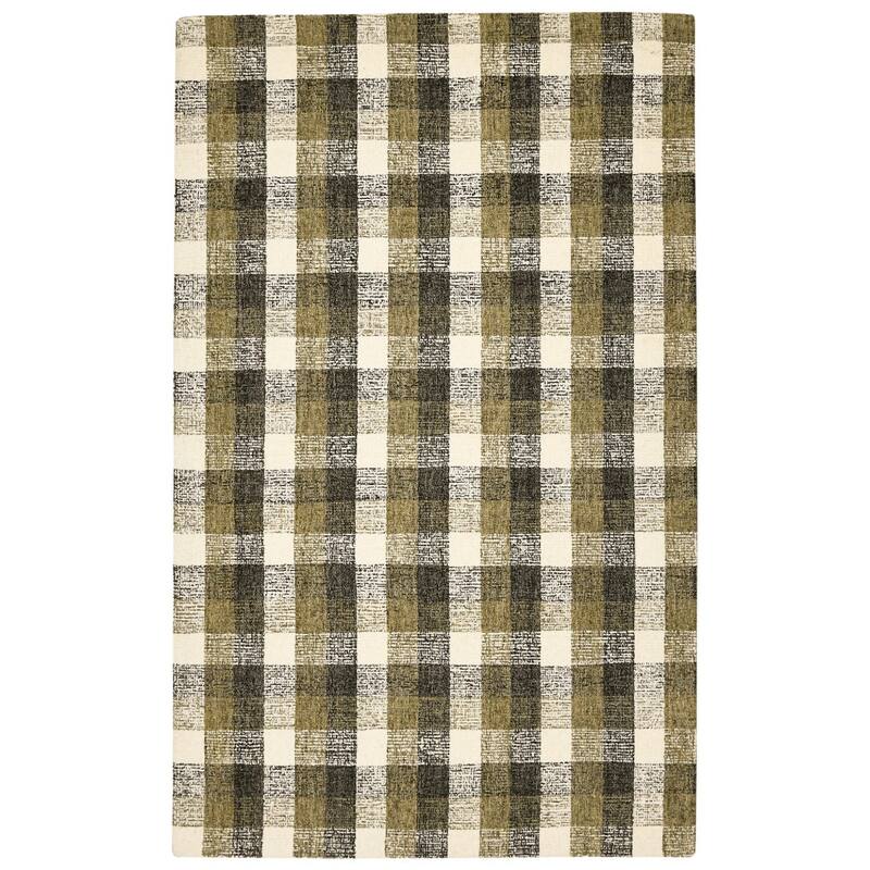HomeRoots Plaid Transitional Rectangle Area Rug - 36.00 in. x 24.00 in. x 0.45 in.